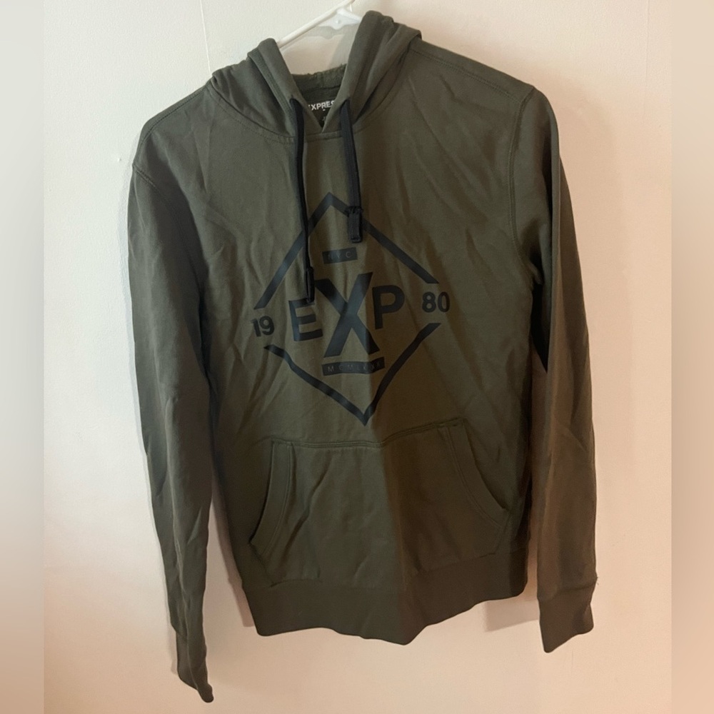 Express Men’s Sweatshirt Army Green EXP size XS Hoodie Pullover